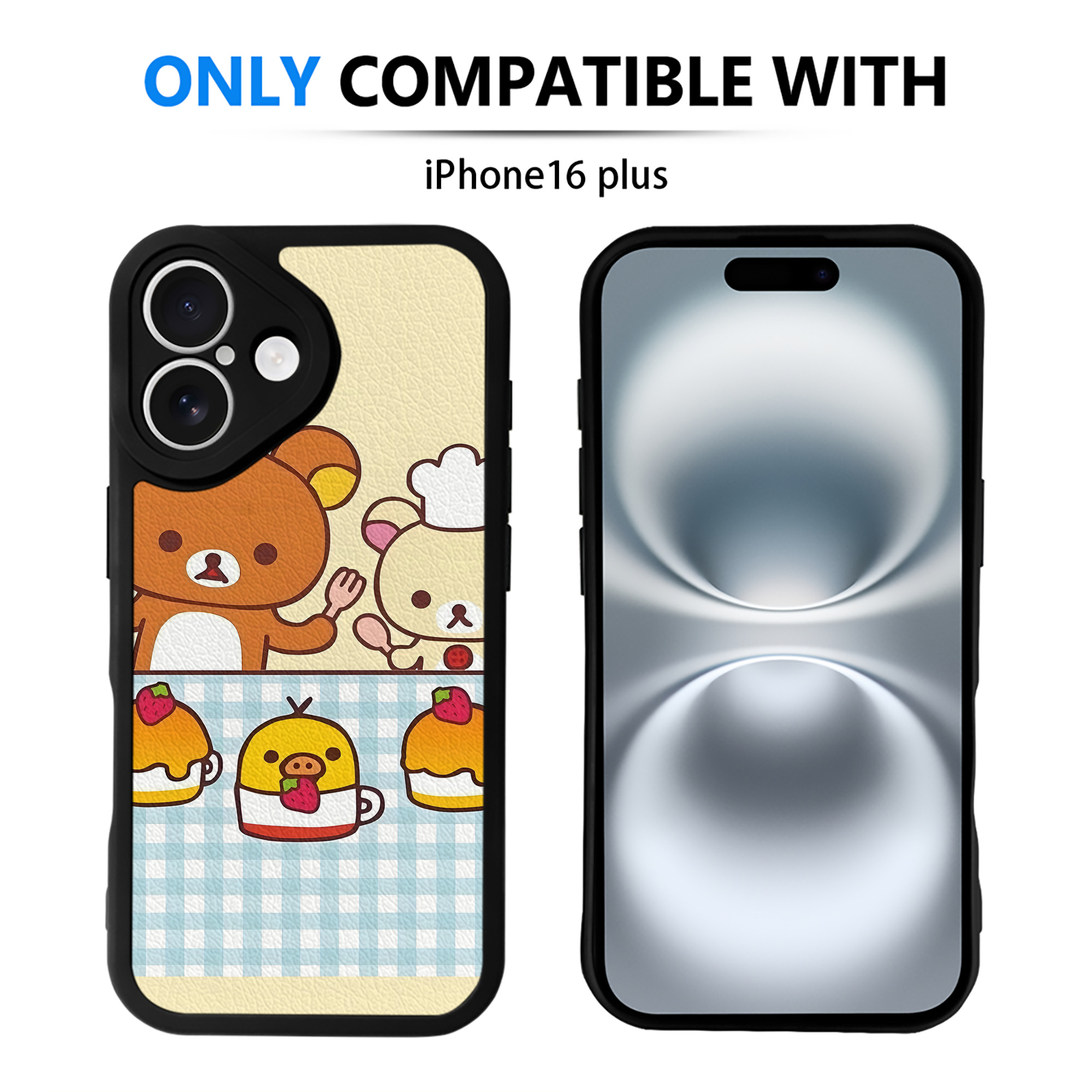 （画像用） リラックマ リラックマ キイロイトリ Rilakkuma Korilakkuma Kiiroitori 【iPhone 16シリーズ対応】シリコンスマホケース（レザー調） 材質：シリコン